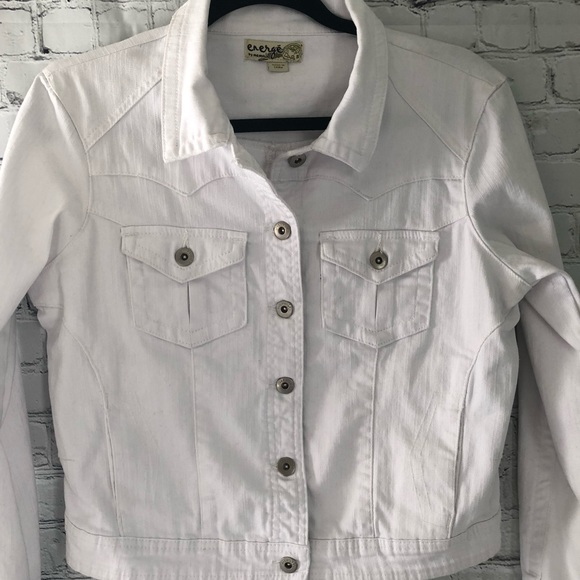 Energe White Denim Jean Jacket S - Picture 2 of 7